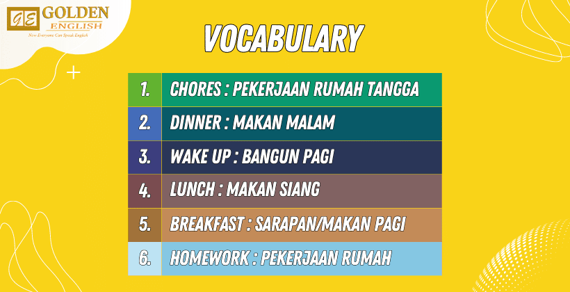 vocabulary percakapan bahasa inggris sehari hari